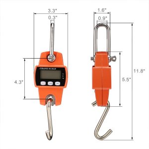 660lb Digital Hanging Scale with Cast Aluminum Case, Handheld 300Kg Mini Crane Scale with Hooks for Farm Hunting Fishing Outdoor