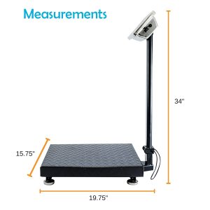 Industrial Platform Scale 600 LB x .05, 19.5 x 15.75, Digital, Bench, Large for Luggage, Shipping, Package Computing, Postal
